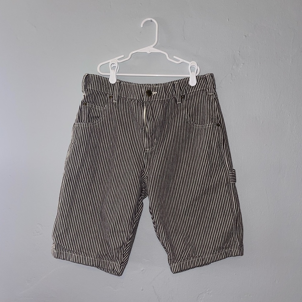 Urban outfitters/Dickies brown and white pinstripe shorts